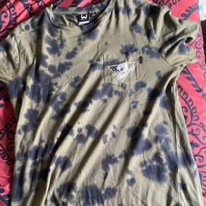 Dark green cotton shirt. Bleached style